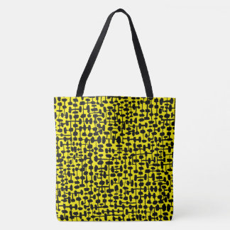 Bolso De Tela Patrón abstracto 190621 Amarillo negro y brillante