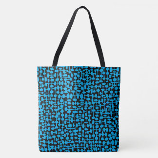 Bolso De Tela Patrón abstracto 190621 azul cielo y negro