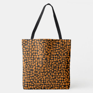 Bolso De Tela Patrón abstracto 190621 Naranja y negro