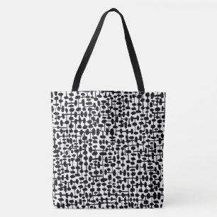 Bolso De Tela Patrón abstracto 190621 Negro sobre blanco