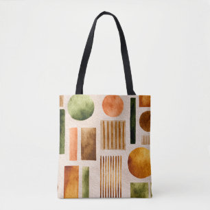 Bolso De Tela Patrón abstracto de acuarela terrestre - Boho Orga