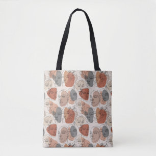 Bolso De Tela Patrón abstracto de rostro femenino