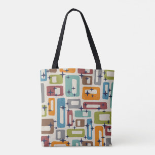Bolso De Tela Patrón abstracto moderno del siglo medio retro
