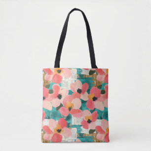 Bolso De Tela Patrón abstrato de color de agua vintage floral (4