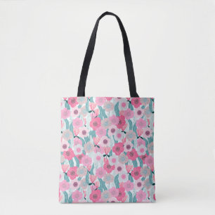 Bolso De Tela Patrón abstrato de la floración rosa del Pastel