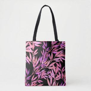 Bolso De Tela Patrón acuarela sin fisuras con hojas. Bright su