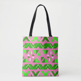 Bolso De Tela Patrón africano rosa y verde