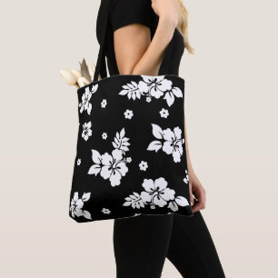 Bolso De Tela Patrón Aloha Black Classic Hawaii