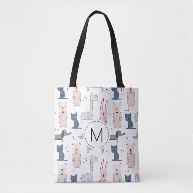 Bolso De Tela Patrón animal de bebé de Pastel Cutel (Anverso)