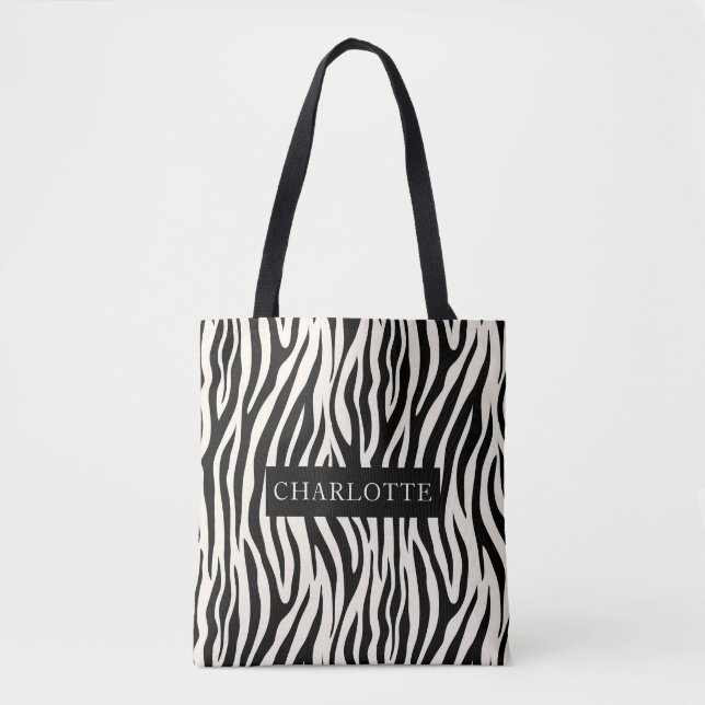 Bolso De Tela Patrón animal zebra moderna personalizada (Anverso)