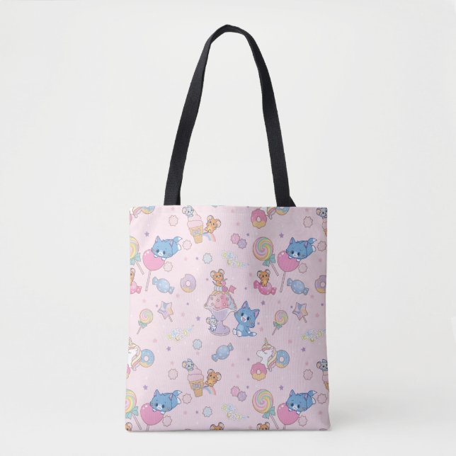 Bolso De Tela Patrón Anime Tom, Jerry y Tuffy Candyland (Anverso)
