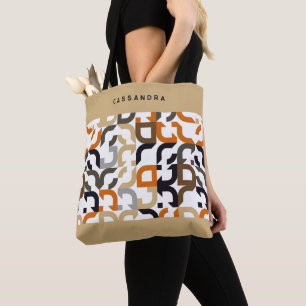 Bolso De Tela Patrón Artístico Retro Naranja Beige Marrón Negro