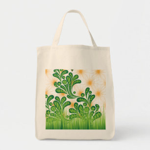 Bolso De Tela Patrón artístico verde y dorado que representa un