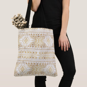 Bolso De Tela Patrón azteca tribal de oro de moda