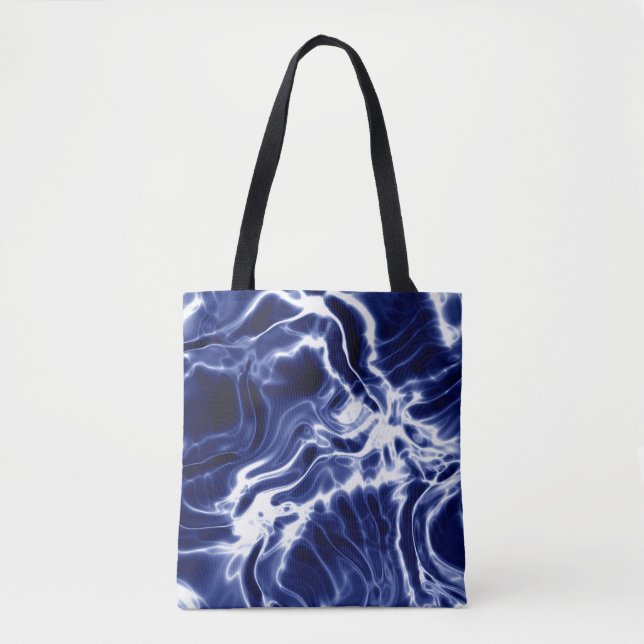 Bolso De Tela Patrón azul arremolinado  (Anverso)