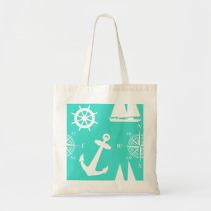 Bolso De Tela Patrón azul turquesa