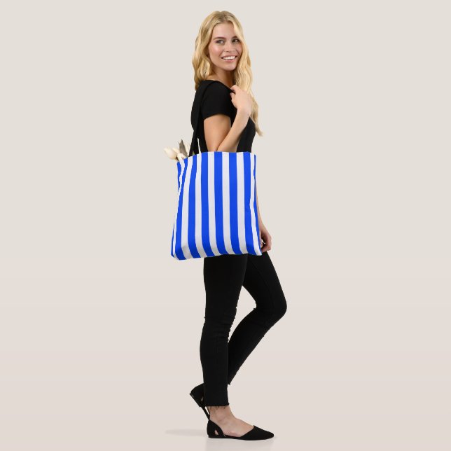 Bolso De Tela Patrón azul y blanco de rayas verticales (Puesto)