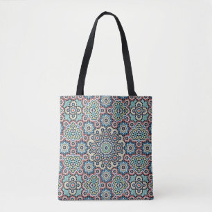 Bolso De Tela Patrón azul y Verde azulado de Marruecos vintage