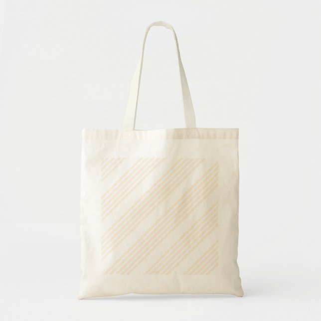 Bolso De Tela Patrón beige y blanco de cinco rayas (Frente)