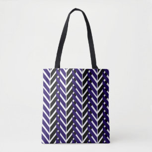 Bolso De Tela Patrón blanco azul Chevron