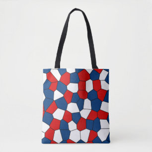 Bolso De Tela Patrón blanco azul rojo