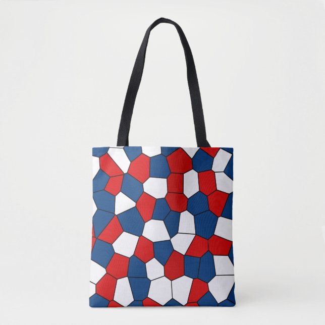 Bolso De Tela Patrón blanco azul rojo (Anverso)