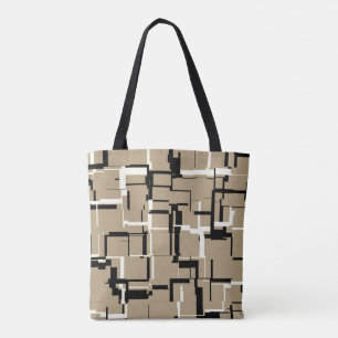 Bolso De Tela Patrón blanco negro beige de Guay