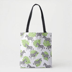 Bolso De Tela Patrón blanco sin foco con cebras. ilustracion