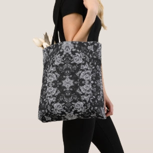 Bolso De Tela Patrón blanco y negro de bonito