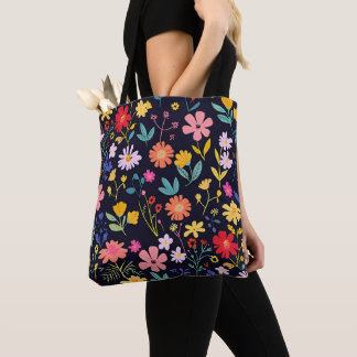 Bolso De Tela Patrón Bohemio Floral Ditsy Colorido Oscuro