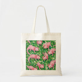 Bolso De Tela Patrón Botánico de Ajolote Rosa