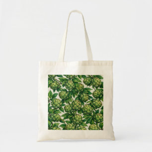 Bolso De Tela Patrón Botánico de Alcachofa Verde Acuarela