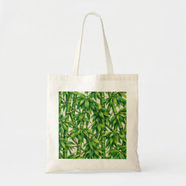 Bolso De Tela Patrón botánico de bambú verde acuarela