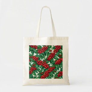 Bolso De Tela Patrón Botánico de Bayas y Granos de Café
