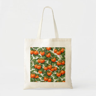 Bolso De Tela Patrón Botánico de Caqui Naranja