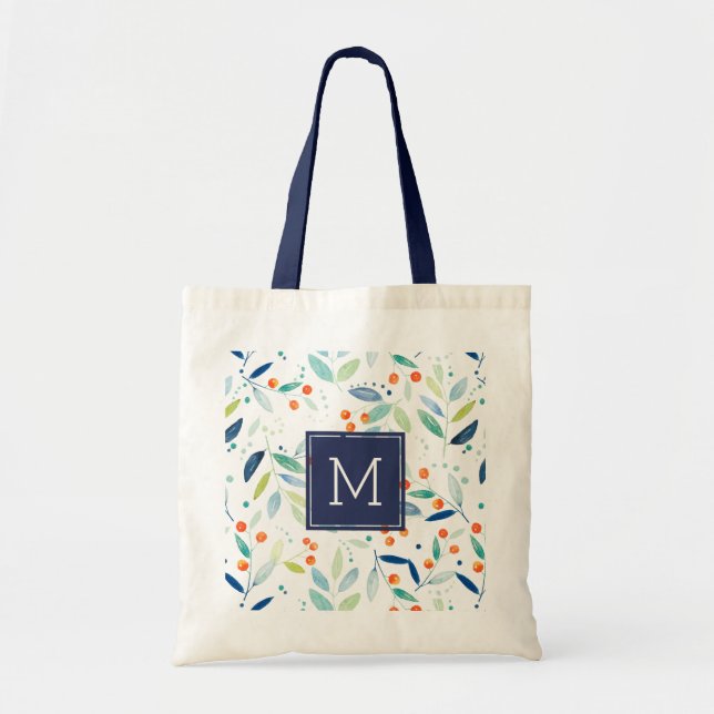 Bolso De Tela Patrón botánico de las acuarelas pastorales modern (Frente)
