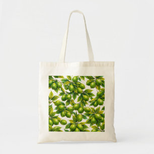 Bolso De Tela Patrón Botánico de Lima Verde Citrus