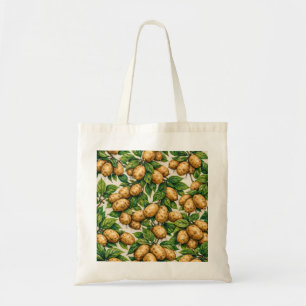 Bolso De Tela Patrón Botánico de Patata Rústica y Hojas Verdes