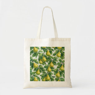 Bolso De Tela Patrón Botánico de Pera Verde