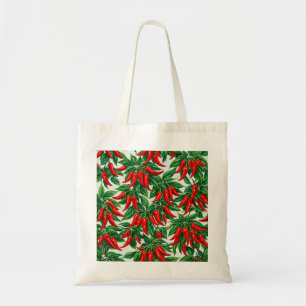 Bolso De Tela Patrón Botánico de Pimiento Rojo Grocery