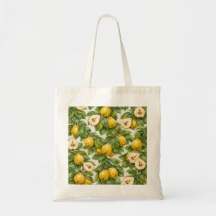 Bolso De Tela Patrón Botánico de Rebanadas de Membrillo