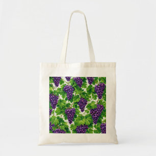 Bolso De Tela Patrón Botánico de Vid de Uva Púrpura