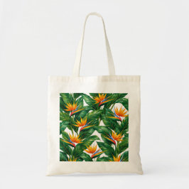 Bolso De Tela Patrón botánico floral de ave de paraíso tropical