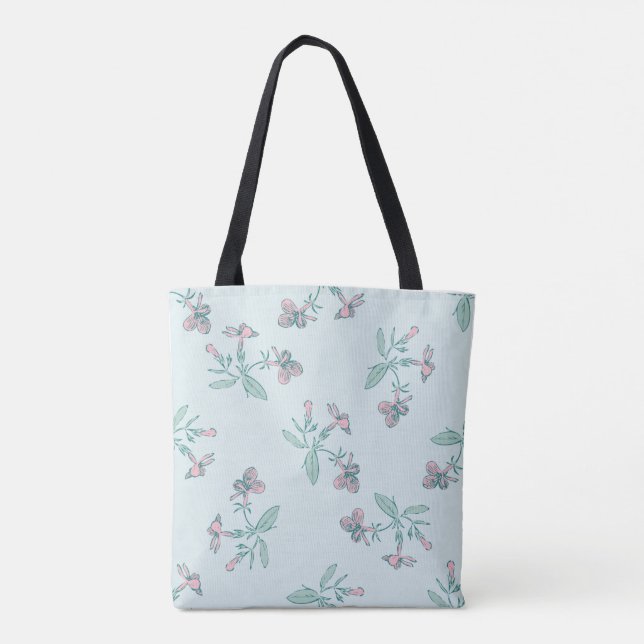 Bolso De Tela Patrón Botánico Floral sin Marea (Reverso)