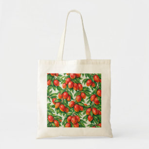 Bolso De Tela Patrón Botánico Tropical de Mango Rojo