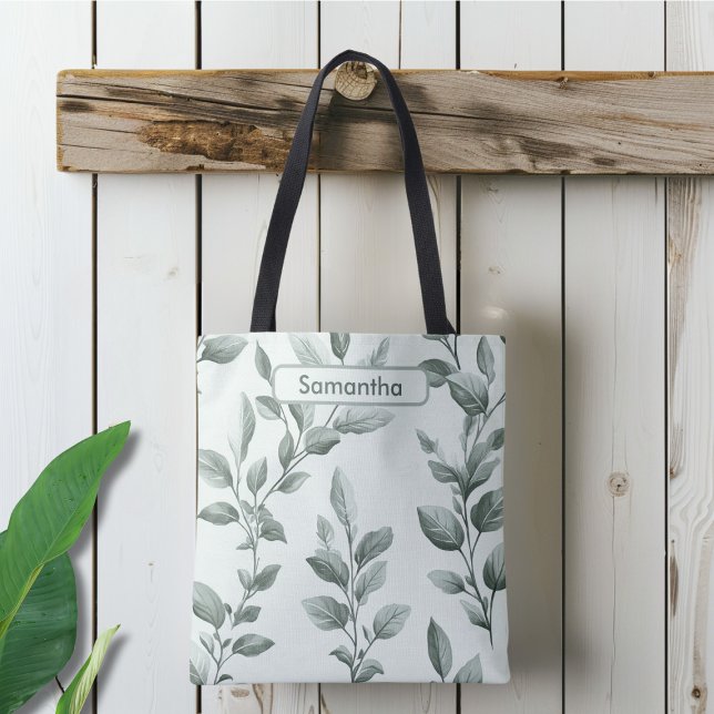 Bolso De Tela Patrón Botánico Verde Monogramado (Subido por el creador)
