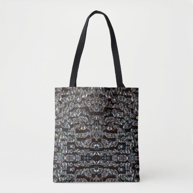 Bolso De Tela Patrón brillante de diamantes elegante plata y neg (Anverso)