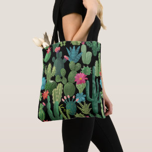 Bolso De Tela Patrón Cacti Verde Verde azulado en Blogueo