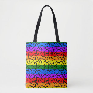 Bolso De Tela Patrón cardíaco arco iris