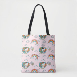 Bolso De Tela Patrón cardíaco arcoiris Snoopy & Woodstock